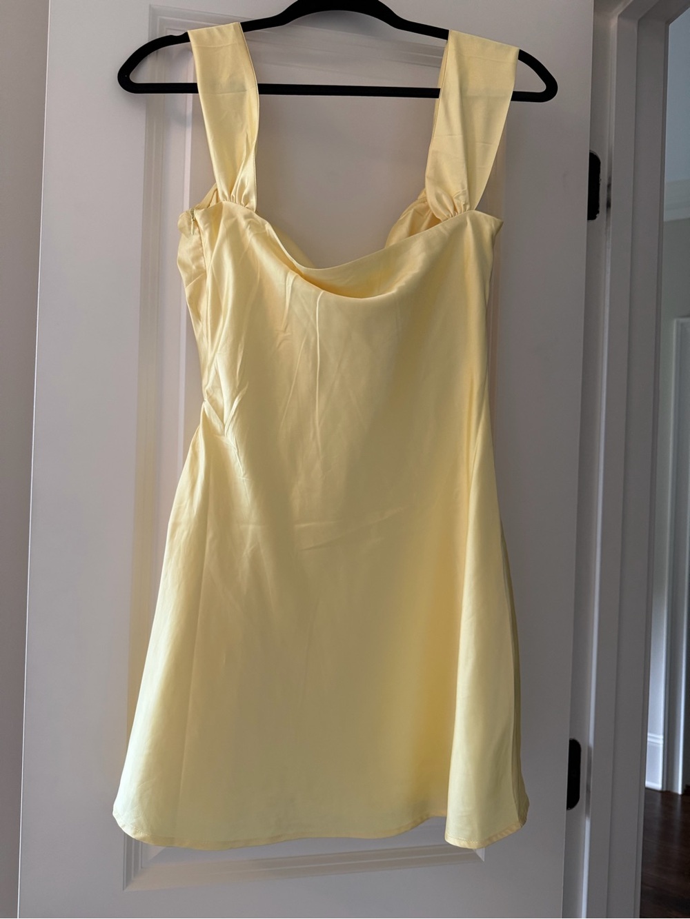 Beginning Boutique Pale Yellow Cowl Neck Mini Dress - Picture 2 of 3